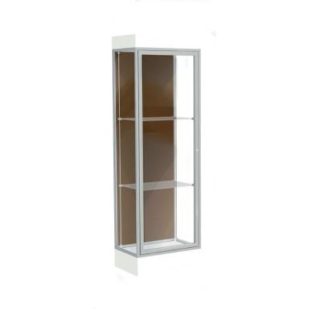 WADDELL DISPLAY CASE OF GHENT Edge Lighted Floor Case, Chocolate Back, Satin Frame, 6" Frosty White Base, 24"W x 76"H x 20"D 91LFCO-SN-FW